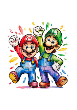 Bügelbild - Mario und Luigi