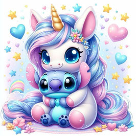 French Terry Panel - Stitch mit Einhorn