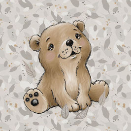French Terry Panel - Kinder des Waldes, Teddybär
