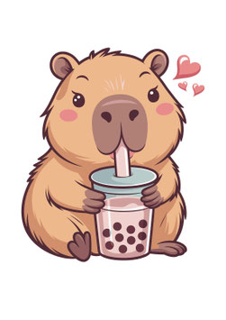 Bügelbild 46 - Capybara mit Bubbletea 1