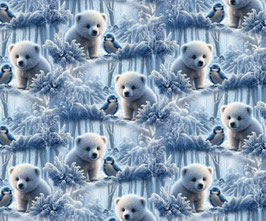 French Terry Druck XXL - Eisbär mit Blaumeise