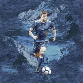 French Terry Panel - Fussballer blau