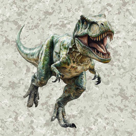 French Terry Panel - T-Rex auf der Jagd