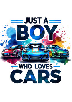 Bügelbild - Just a Boy who loves Cars