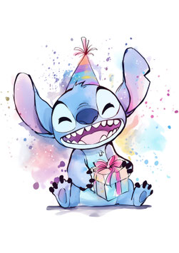 Bügelbild 45 - Stitch mit Geschenk