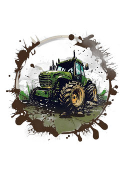 Bügelbild - Trecker im Schlamm