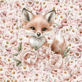 French Terry Panel - Fuchs in Blumen