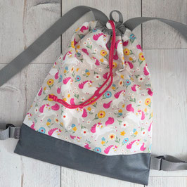 Turnbeutel Einhorn grau/pink