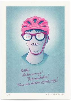 Risographie "Brille! Zahnspange! Fahrradhelm!"