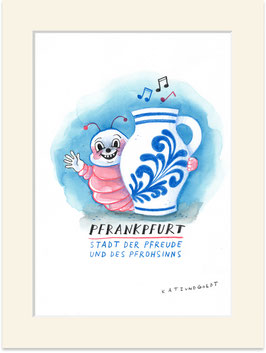 Originalzeichnung "Pfrankpfurt – Stadt des Pfreude und des Pfrohsinns"