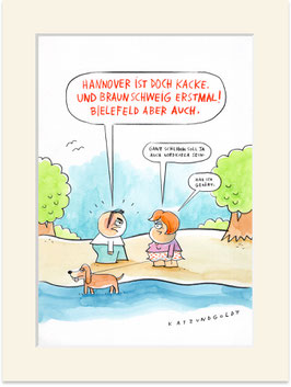 Originalzeichnung "Hannover, Brauschweig, Bielefeld"