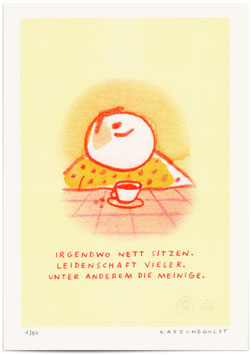 Risographie "Irgendwo nett sitzen"