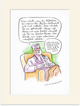 Originalzeichnung "Mitteilung an die Betreiber sogenannter Hipster-Restaurants"
