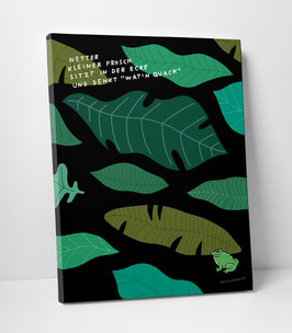 Leinwanddruck "Netter kleiner Frosch sitzt in der Ecke und denkt "Wat'n Quack"