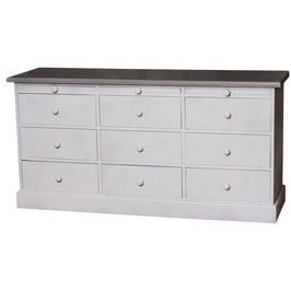 Commode de mercerie à 9 tiroirs et 3 tablettes - Mercery