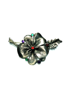 SC017 Brosche mit einer großen Blüte Silber