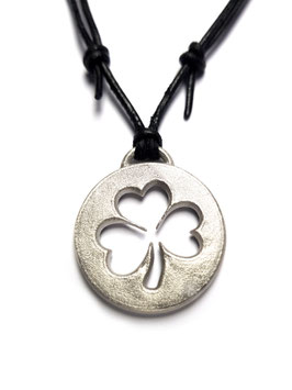 147 Lederkette mit Anhänger SHAMROCK Silber