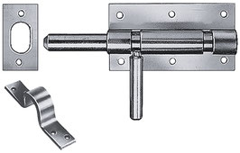 Schieberiegel Modell 1303 - Länge 110 mm - verzinkt - inkl. Riegel-Schliesskloben und Flach-Schliessblech