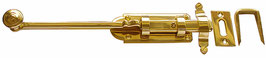 Stangenriegel Modell 1701 - Länge 250 mm - gerade - Messing poliert - inkl. Riegel-Schliesskloben und Flach-Schliessblech