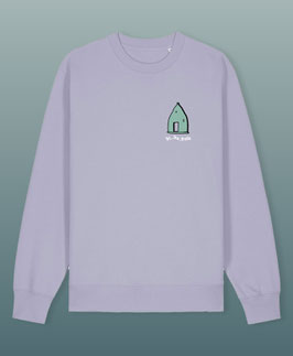 Trullo-Pullover  - Lavender - Druck Türkis -  100% Baumwolle