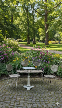 antike Gartenmöbel Eisenmöbel Set Bank plus 2 Stühle Nr 1411