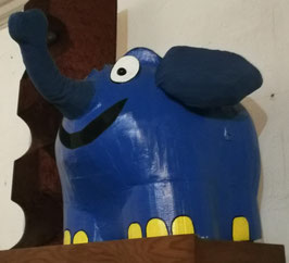 großes Elefanten Kostüm "Sendung mit der Maus" blauer Elefant - Künstlerkostüm