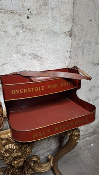 alter antiker Bauchladen aus Metall Overstolz Nr 0510