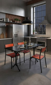 Antiker Tisch mit Platte aus Eichenholz schwarz 1606-01