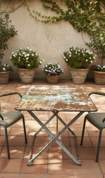 alter antiker Gartentisch Eisentisch Klapptisch 100 x 70 cm TOP PATINA NR 2812