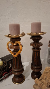 2er Set Kerzenhalter Kerzenständer aus historischem Material Nr 412