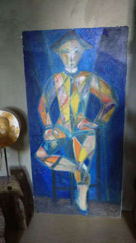 Bild Harlekin Acryl auf Leinwand aus den 70er Jahren