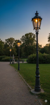antike Prachtsäule mit Fuß Gusseisen alte Säule für Parklaterne, Jugendstil Nr 3010