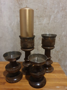 4er Set Kerzenständer aus historischem Materil gefertigt Nr 0812-08weih