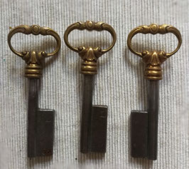 3er Set antike Möbelschlüssel Schlüssel Messing Rohlinge Nr 6