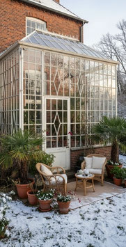Riesige alte Fensterfront mit Tür Orangeriefenster Gartenhausfenster 5,30  Art Déco / Jugendstil