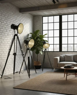 Spot auf Stativ VINTAGE Lampe mit Glas unrestauriert 1207-02