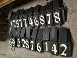 alte antike Zahlen Tafeln von einer Kegelbahn Holz alte Zahlen Nummern Nr sh2604