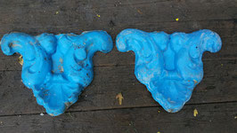 1 Paar alte Fiberglas Giesform wie Stuck blau Nr 2910-06