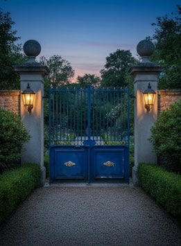 2-flügelige Eisentür Tor blau Gründerzeit Nr 2805