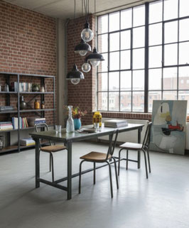alte Eisentische Metalltisch Werkbank nr 0604-02 grün restauriert