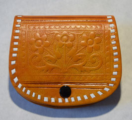 Yellow Hand-Embossed Leather Coin Purse