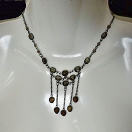 Halskette Collier schwarz mit transparenten Perlen