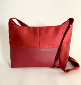 Bandoulière GM Skaï et Alcantara rouge + Intérieur rouge