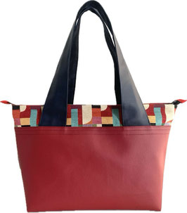 Shopper GM Skaï rouge foncé - tissu multi col