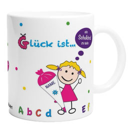 Tasse Kind mit Namen zur Einschulung - für Mädchen