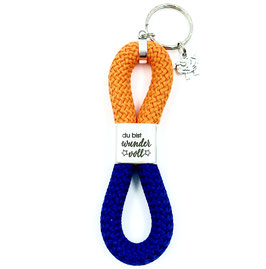 Schlüsselanhänger Du bist wundervoll, Premium + Engel, blau-orange
