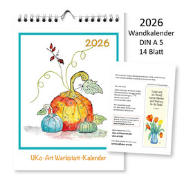 Kalender 2026, Din A5 Monatkalender mit 13 Motive + 1 Lesezeichen, Gemeinschaftswerk der Seelenmalerinnen