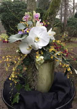 Blumen, Tuff oder Krone auf der  Urne, Friedhof oder auf See möglich. (Streublumen)