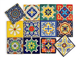 Patchwork-Set 12x PREMIUM mexikanische Fliesen 11x11 cm - BUNT A
