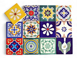 Patchwork-Set 12x PREMIUM mexikanische Fliesen 11x11 cm - BUNT A